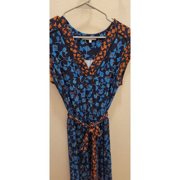 Daniel Rainn Small Dress. Black W/blue/red Floral Pattern Elastic Waist. Belt - Picture 6 of 6